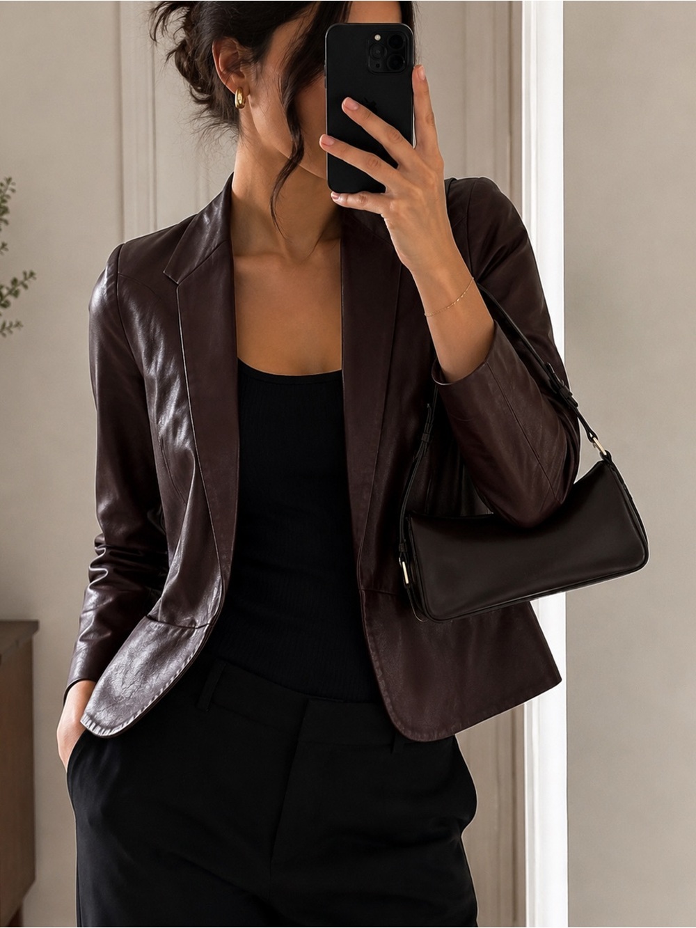 Theory Bordeaux Frima Blazer-Style Leather Jacket